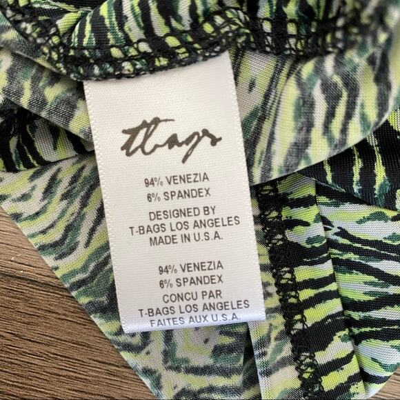 T Bags Green Print Mini Dress small - Picture 7 of 7